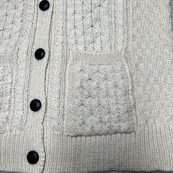 Blarney Woollen Mills Ireland Womens XL XXL Knit Wool Cardigan Sweater Cream - Picture 7 of 12